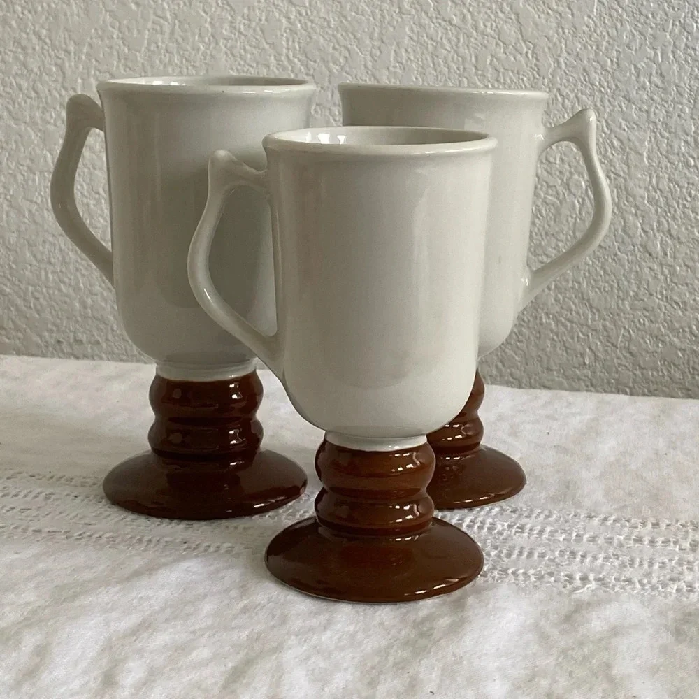 Vintage 1970's 3 Ceramic Irish Coffee Mugs Made in the USA by HALL 1273